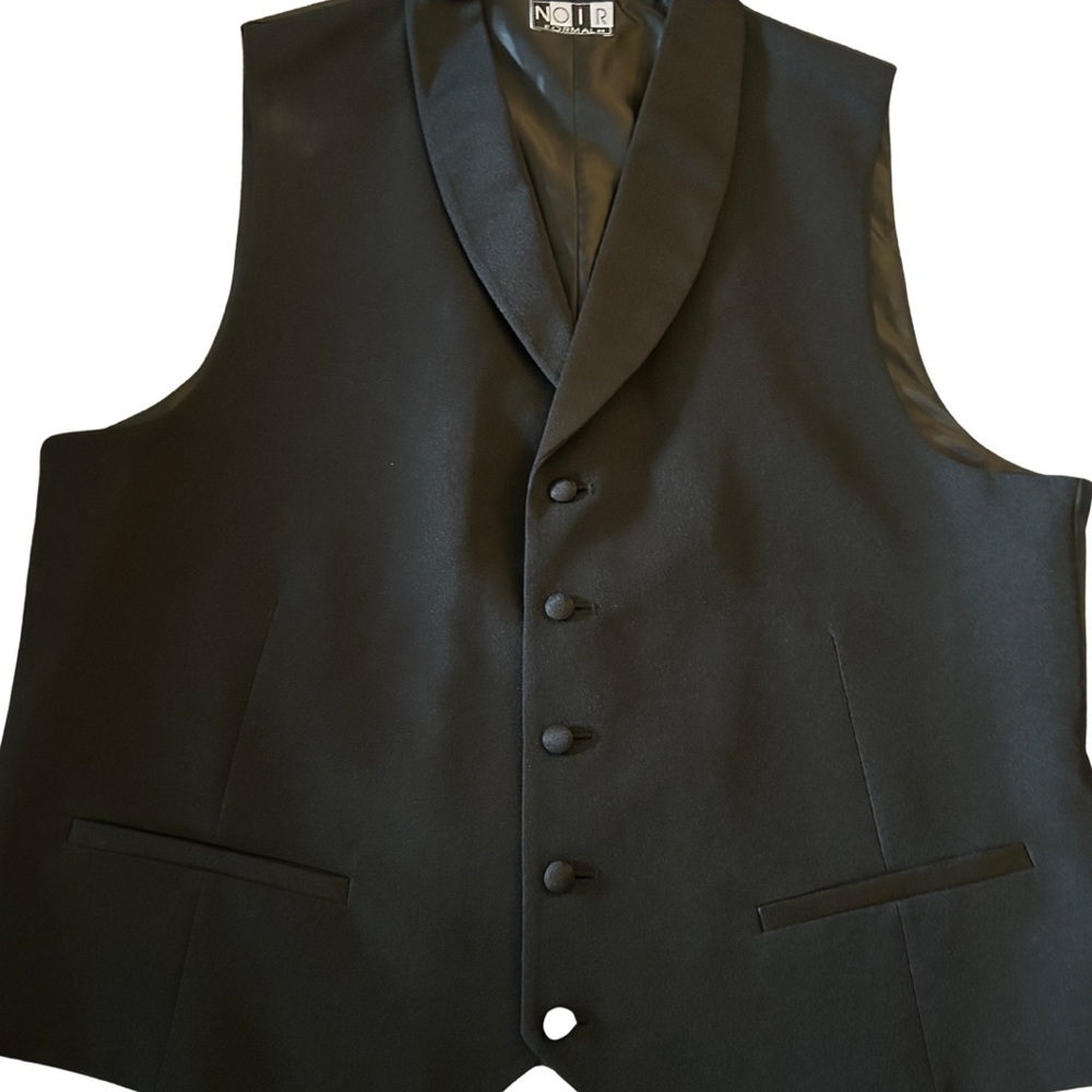NOIR Black Tuxedo Jacket & Vest Set – Formal Holiday, Gala, Wedding Ready Suit - Picture 11 of 12